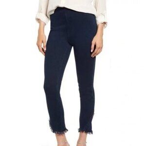 Lysse Indigo Fringe Tulip Hem Denim Leggings